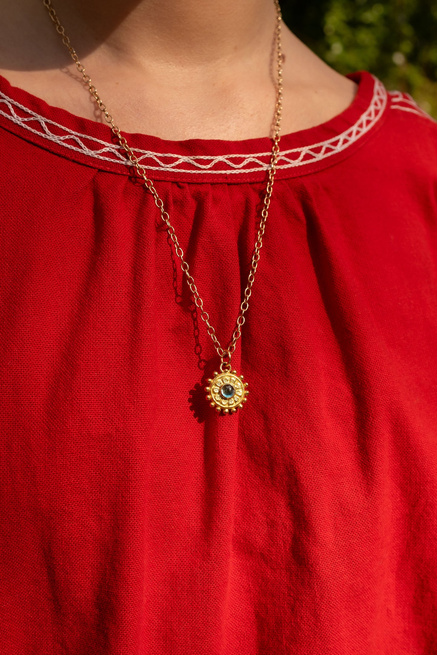 Antares Pendant - 20K + Almandine Garnet Bullet