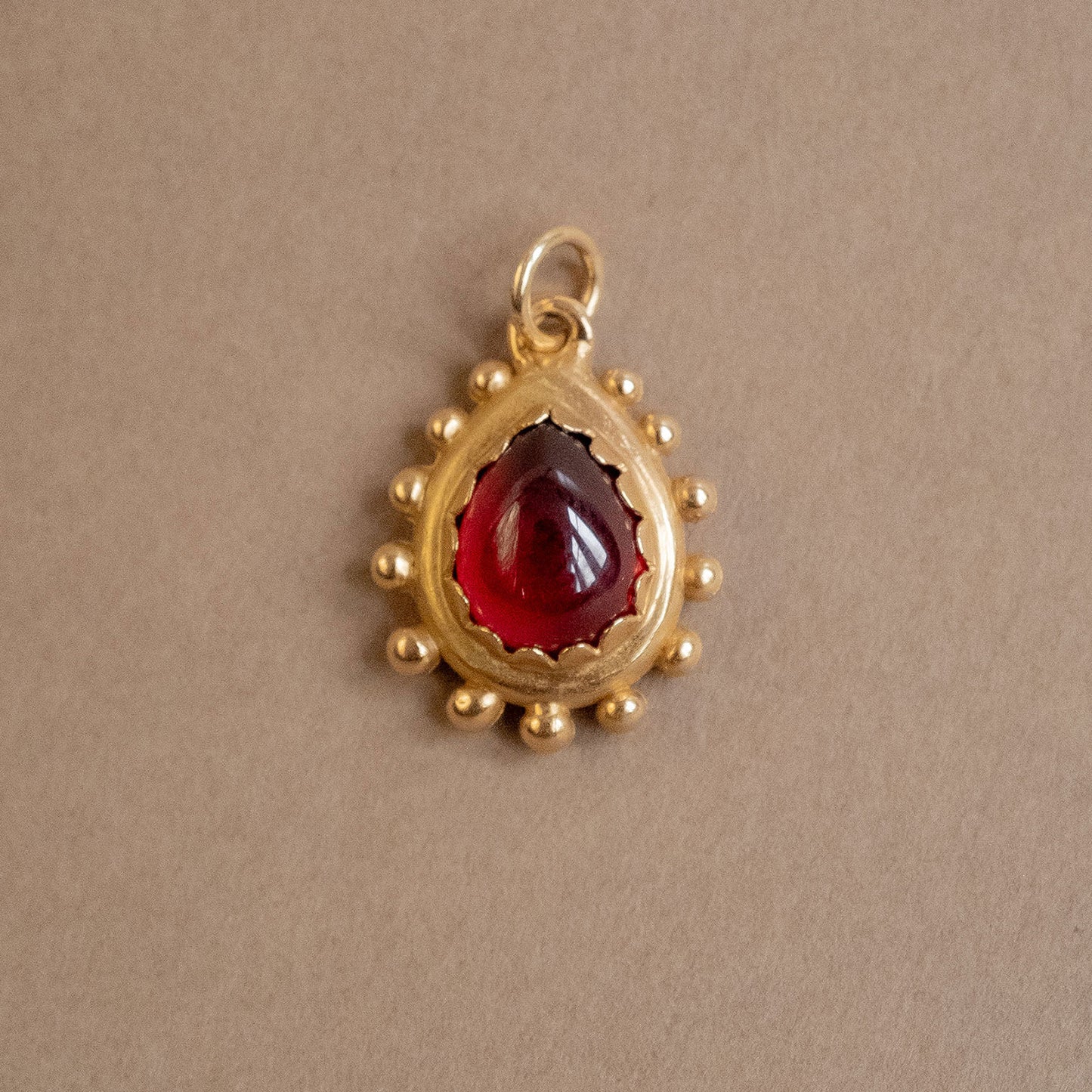 Drop of Dawn Pendant - 20k + Almandine Garnet