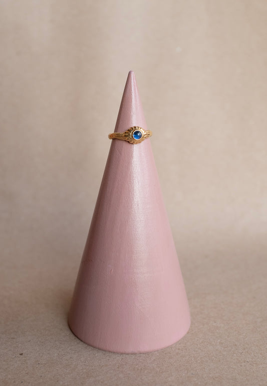The Telga Ring - 18k + Blue Sapphire Cabochon