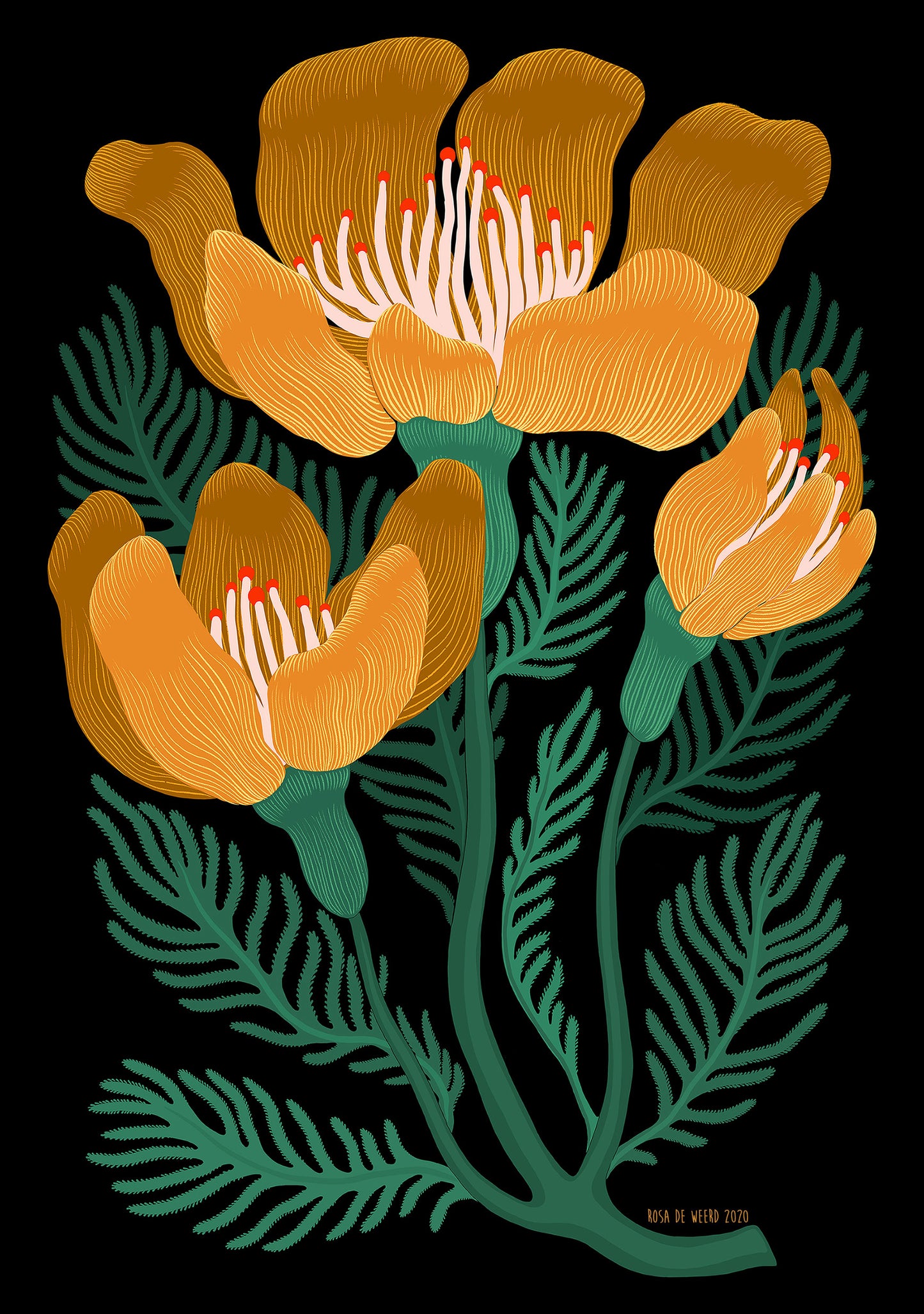 The BIG Flowers Print GOLD A2