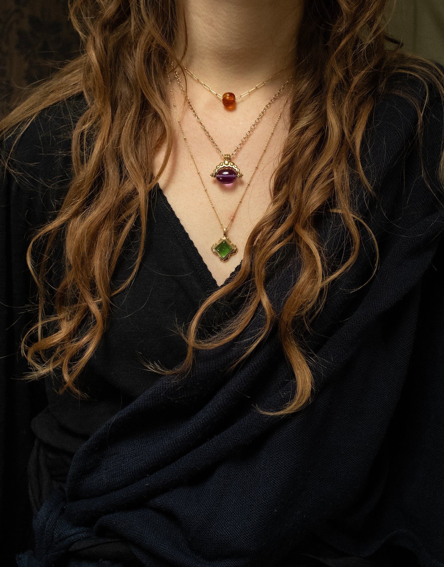 Oriel Spinner Pendant - gemstone bead