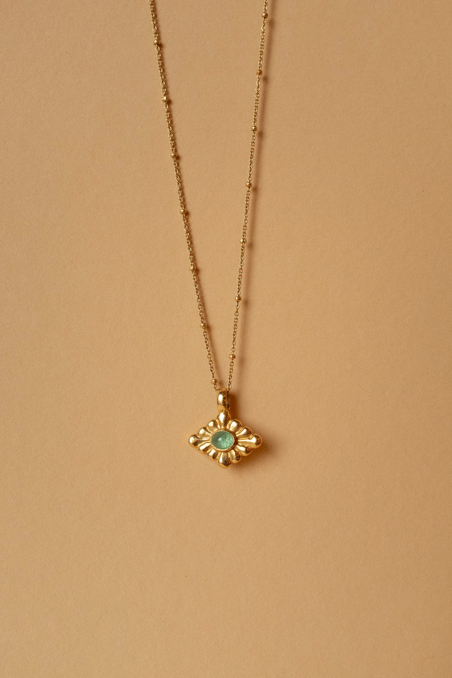 Hexa One Double Pendant - 20k Emerald & Honey Zircon