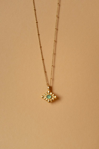 Hexa One Double Pendant - 20k Emerald & Honey Zircon