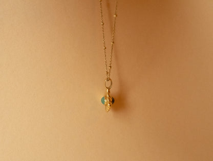 Hexa One Double Pendant - 20k Emerald & Honey Zircon