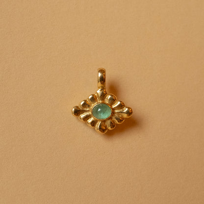 Hexa One Double Pendant - 20k Emerald & Honey Zircon