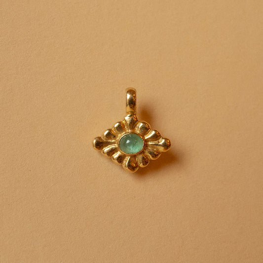 Hexa One Double Pendant - 20k Emerald & Honey Zircon
