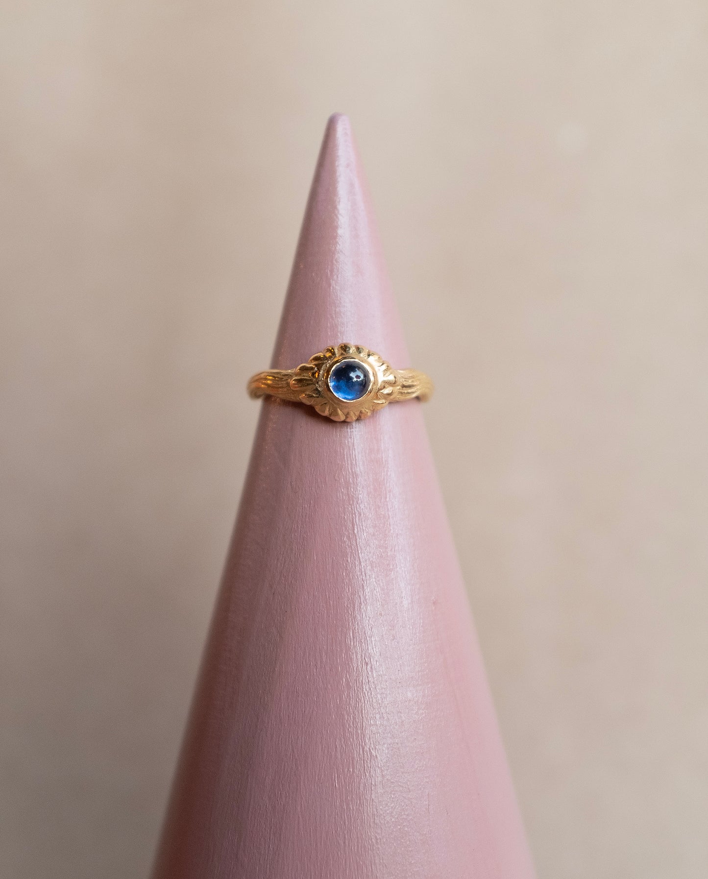 The Telga Ring - 18k + Blue Sapphire Cabochon