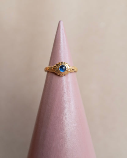The Telga Ring - 18k + Blue Sapphire Cabochon